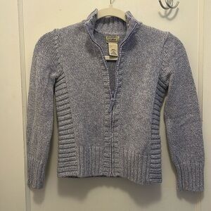 LL Bean Light Purple Girls Full Zip Cardigan Knit Sweater